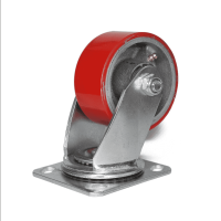 Колесо большегрузное, полиуретановое, поворотное Полипропилен Красный 100 мм (Medium)