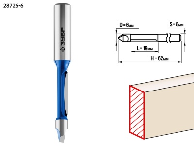 Фреза кр.прямая D=6. L=19,S=8 (28726-6)